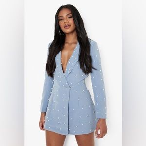 Boohoo Petite Pearl Blazer Dress